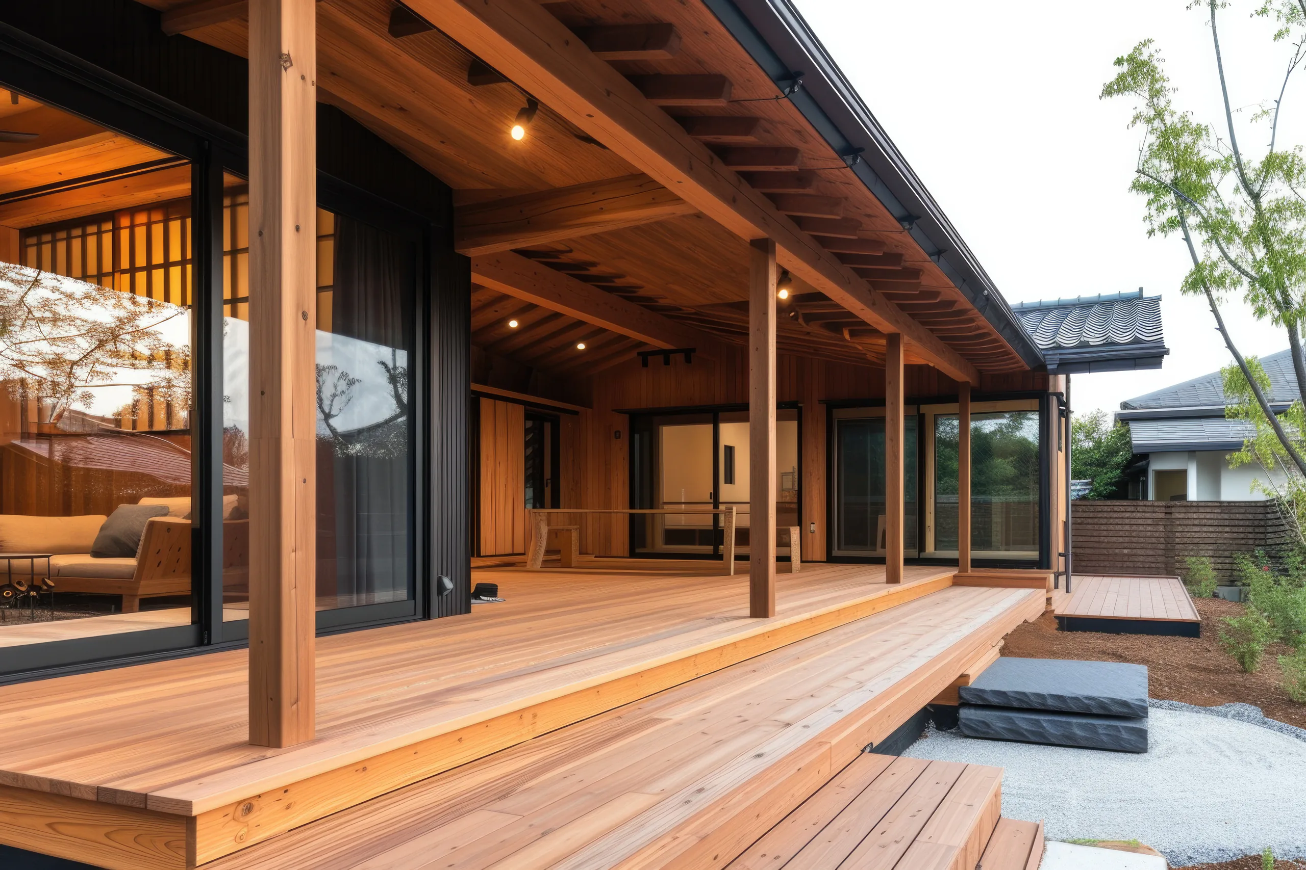 Completed timber deck and house exterior
